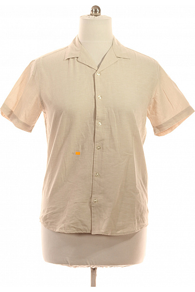 SELECTED Pánské Bavlněné Košile S Krátkým Rukávem Béžové Ležérní Havajské Vel. XL