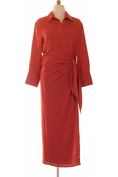 AXARA Dámské Zavinovací šaty S Dlouhým Rukávem Elegantní červené Vel. EU S