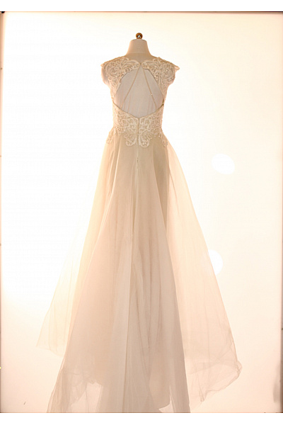 weise Svatební dlouhé maxi šaty krajkové tylu A-střih s hlubokým výstřihem Velikost 36 | weise | obrázek 2