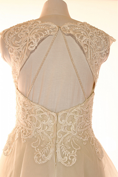 weise Svatební dlouhé maxi šaty krajkové tylu A-střih s hlubokým výstřihem Velikost 36 | weise | obrázek 3