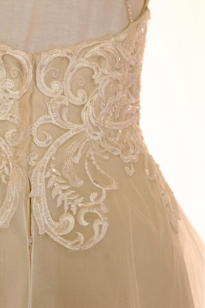 weise Svatební dlouhé maxi šaty krajkové tylu A-střih s hlubokým výstřihem Velikost 36 | weise | obrázek 4