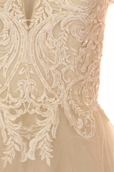 weise Svatební dlouhé maxi šaty krajkové tylu A-střih s hlubokým výstřihem Velikost 36 | weise | obrázek 7