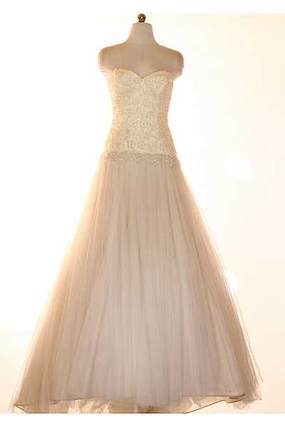 weise Svatební dlouhé maxi šaty krajkové tylu A-střih s hlubokým výstřihem Velikost 36 | weise | obrázek 8