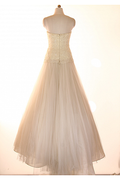 weise Svatební dlouhé maxi šaty krajkové tylu A-střih s hlubokým výstřihem Velikost 36 | weise | obrázek 9