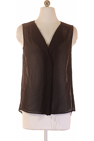 VILA Dámská černá Halenka Bez Rukávů Zavinovací S Výstřihem Do V Elegantní Průsvitná Vel. XS/S