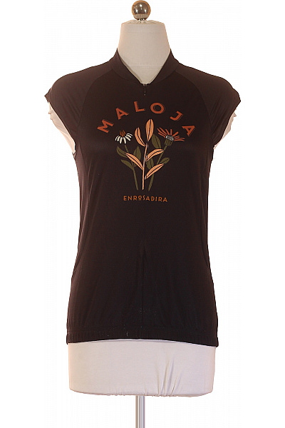 MALOJA Dámské černé Tričko Bez Rukávů S Potiskem Na Kolo Vel. XS