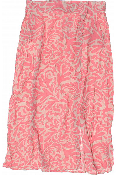 FRESH MADE Dámská Růžová Vzorovaná Midi Sukně S Potiskem Z Viskózy Vel. M