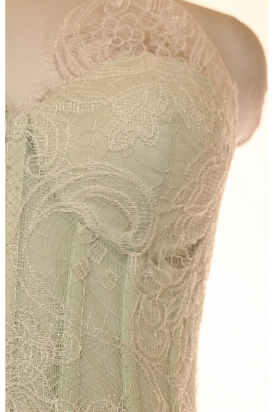 Dámské svatební dlouhé šaty korzetové tylové krajkové pastelové Vel. IT 42 | Unimoda | obrázek 6