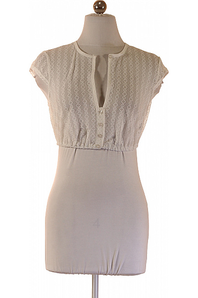 Hammerschmid Dámské Tričko S Krátkým Rukávem Bílé Průhledné S Výšivkou Vel. 40