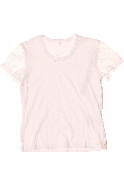 dívčí tričko s krajkou a mašlí bílé Velikost 104 | Unimoda | obrázek 2