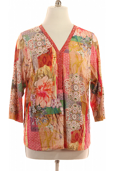 paprika Dámská halenka s krátkým rukávem a potiskem květinová boho Velikost XXL | paprika | obrázek 2