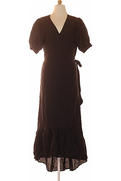 Scotch & Soda Dámské Lněné Zavinovací šaty S Páskem černé Maxi Velikost EU 42