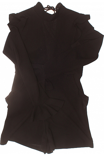 ZARA černý Overal S Dlouhým Rukávem Volánky Elegantní Společenský Velikost M