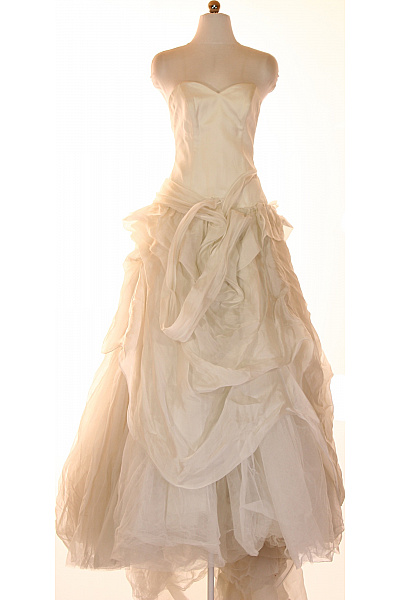 Dlouhé Svatební Šaty Bez Rukávů Volánové Řasené Elegantní Vel. IT 44