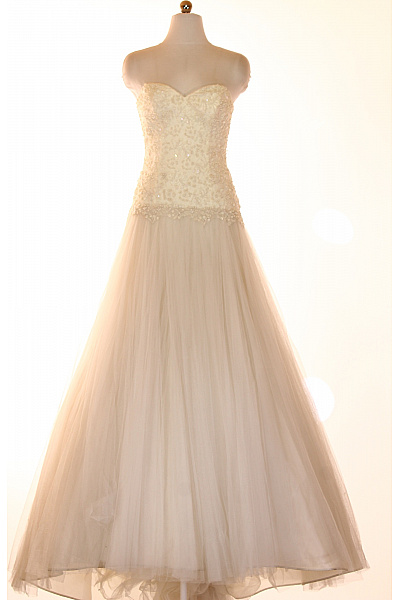 Svatební Dlouhé šaty Korzetové Tylové A-střih S Korzetem Velikost IT 42