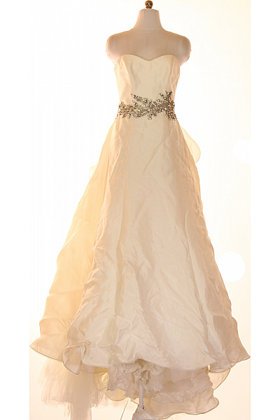 Svatební Hedvábné Dlouhé Šaty Bez Rukávů Korzetové Princeznovské Elegantní S Vlečkou Vel. IT 44