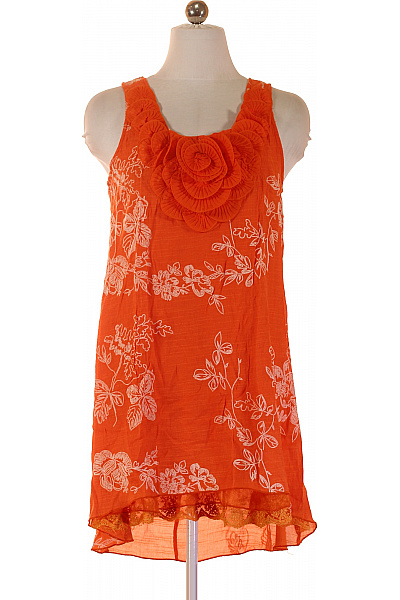 IZABEL LONDON Oranžové květované šaty bez rukávů s výšivkou a krajkou Velikost 36 | IZABEL LONDON | obrázek 2