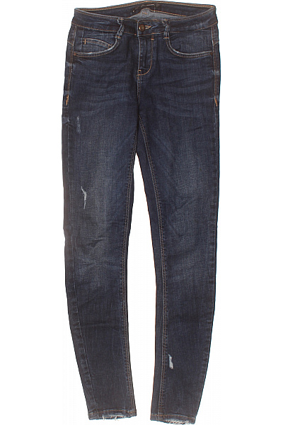 ZARA Dámské Džíny Skinny Modré Strečové Děravé Velikost XS
