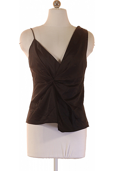 Ted Baker Dámská Halenka Bez Rukávů Elegantní černá Saténová Asymetrická S Uzlem Vel. 3