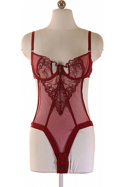 Dámský Korzet červený Krajkový Průhledný Velikost UK 36C