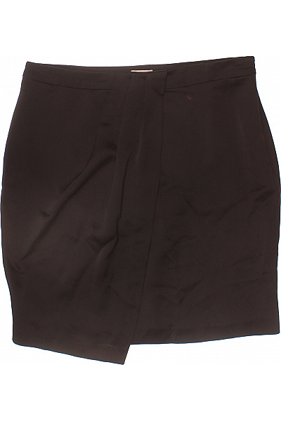 Polyesterová pouzdrová asymetrická krátká elegantní tmavě hnědá sukně Vel. 36 | Unimoda | obrázek 2