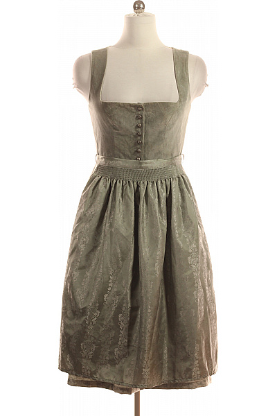 Dámské šaty Bez Rukávů Zelené S Páskem Elegantní Midi Dirndl Vel. 38