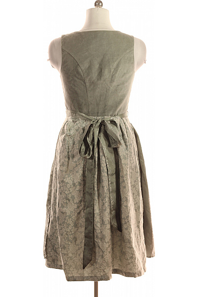 Dámské šaty bez rukávů zelené s páskem elegantní midi dirndl Vel. 38 | Unimoda | obrázek 2