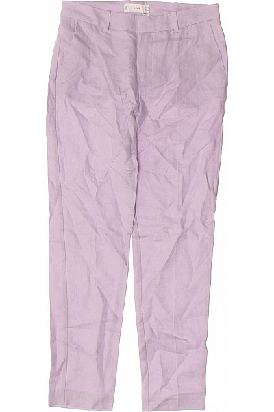 MANGO Dámské lněné kalhoty elegantní jarní volnočasové rovné fialové Vel. 34 | MANGO | obrázek 2