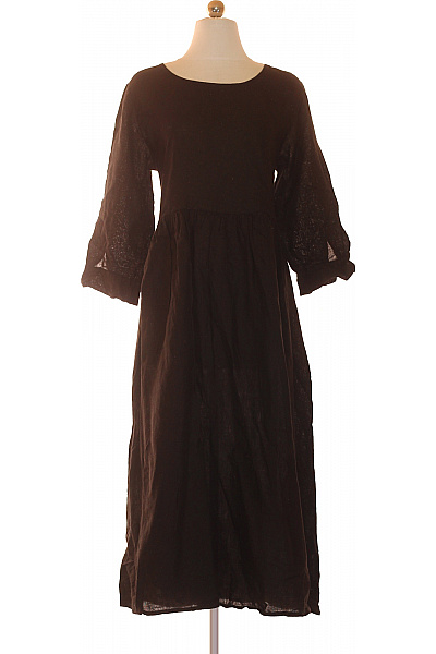 LAWRENCE GREY Dámské Lněné šaty S Dlouhým Rukávem Boho Volné Vel. EU 42