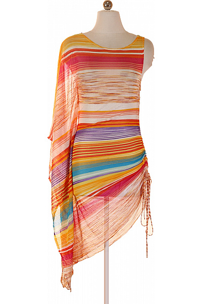 MISSONI Dámské šaty bez rukávů barevné pruhované asymetrické volnočasové letní Vel. 5 | MISSONI | obrázek 2