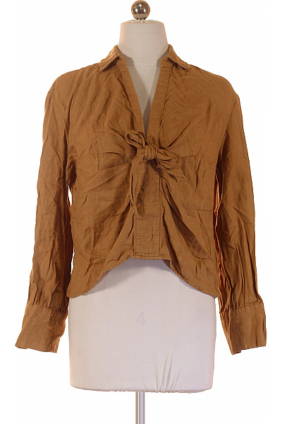 Hnědá Halenka S Dlouhým Rukávem A Uzlem Velikost 34