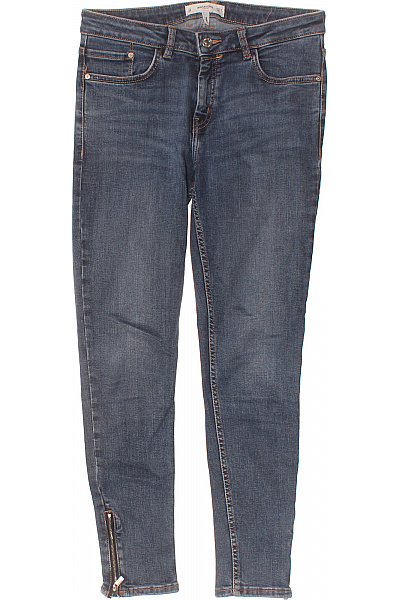 MANGO Dámské Modré Strečové Skinny Džíny Se Zipy U Kotníků Vel. US 6