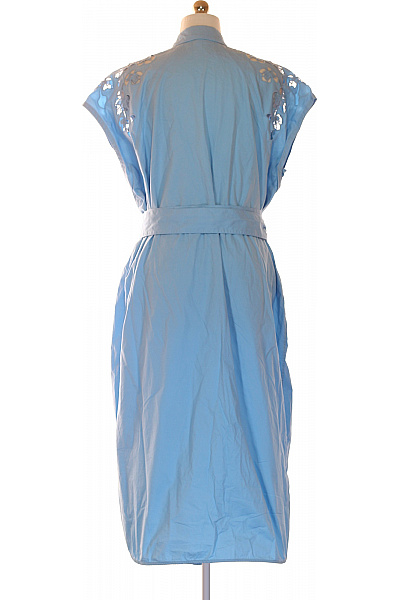 Escada Modré letní košilové šaty s páskem ažurové Vel. 40 | Escada | obrázek 3