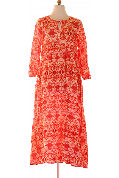 True Religion Dámské Bavlněné Dlouhé šaty Oranžové Batikované Volné Boho Letní Vel. L