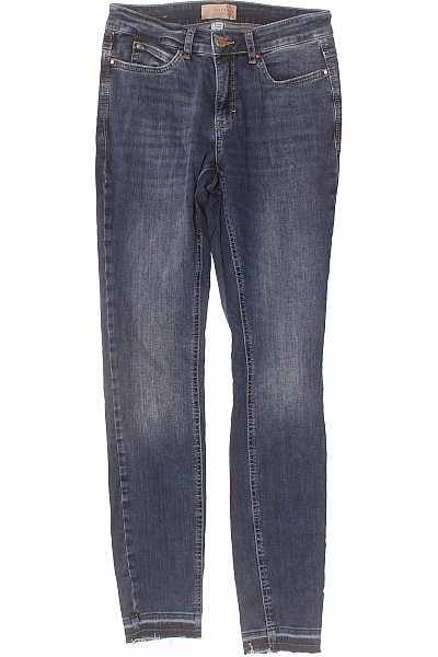 MAC Dámské Džíny Skinny Strečové Modré Seprané S Roztřepenými Nohavicemi Vel. 34