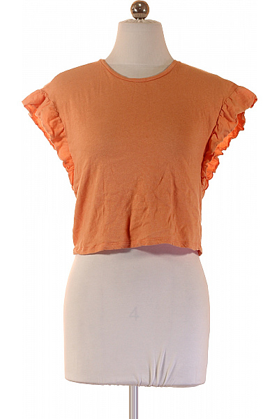 BENETTON Dívčí Tričko Oranžové Bavlněné Krátký Rukáv Volný Střih Vel. 160CM