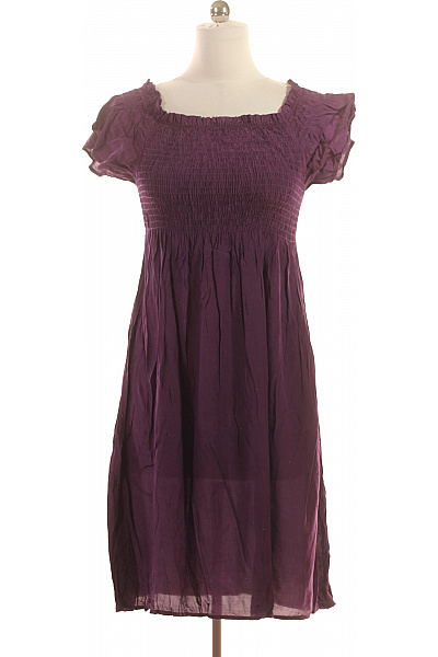 LAWRENCE GREY Dámské šaty Krátký Rukáv Fialové Volnočasové Letní Boho Velikost 42