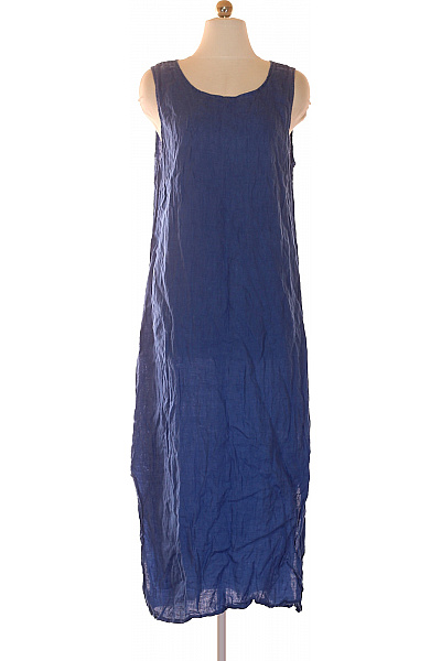 LAWRENCE GREY Dámské Lněné šaty Modré Volnočasové Jednoduché Dlouhé Tílkové Velikost L