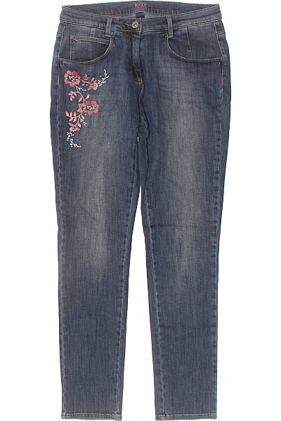 BRAX Dámské Džíny Květované Vyšívané Modré Rovné Velikost 34