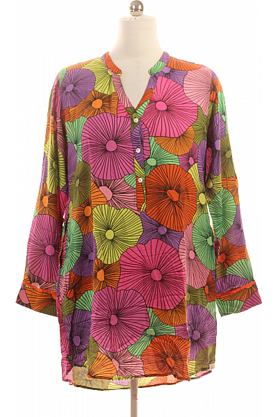 Dámské šaty S Dlouhým Rukávem Květované Volnočasové Vel. 38