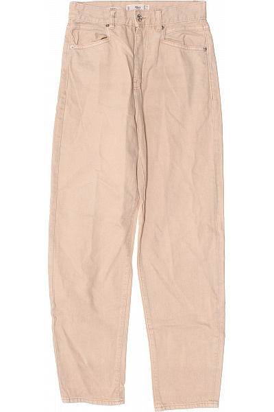 MANGO Dámské Volné Džíny Béžové Balonové S Kapsami Vel. 34