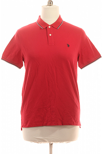 U.S.POLO ASSN. Pánské červené bavlněné polo tričko s krátkým rukávem a výšivkou Vel. XL | U.S.POLO ASSN. | obrázek 2