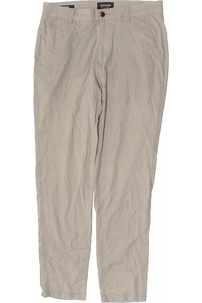 JACK & JONES Pánské Plátěné Kalhoty Volnočasové Béžové S Kapsami Rovné Vel. 30/32