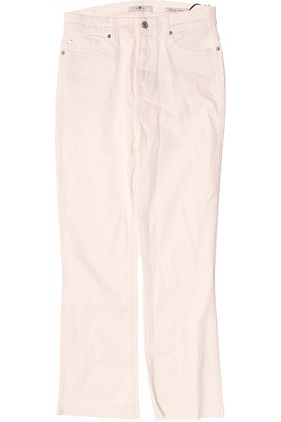 7 For All Mankind Dámské Bílé Bavlněné Džíny S Roztřepenými Nohavicemi Velikost 28