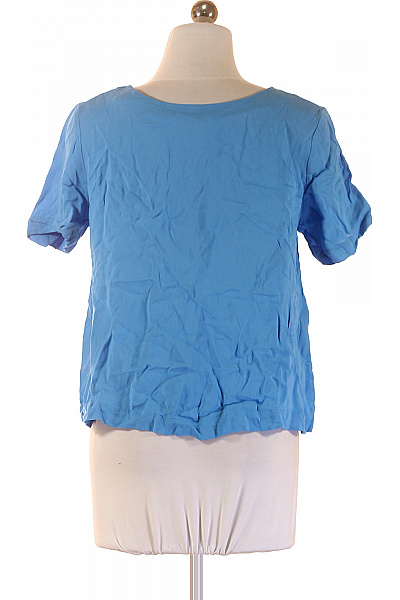 Dámské tričko s krátkým rukávem modré viskózové jednobarevné Vel. 36 | Unimoda | obrázek 2