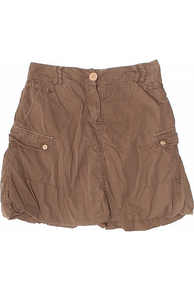 Dámská bavlněná cargo mini sukně hnědá volná letní s kapsami Vel. 38 | Unimoda | obrázek 2