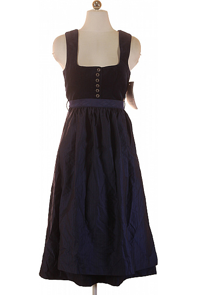 MARJO Dámské šaty Bez Rukávů Modré S Páskem Midi Velikost 36