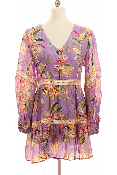 Watercult Dámské šaty s dlouhým rukávem květované fialové volnočasové boho Vel. L | Watercult | obrázek 2