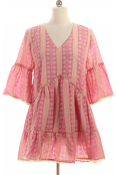 Valérie Khalfon Růžové šaty Dámské krátké krajkové vyšívané volnočasové letní boho Vel. 42 | Valérie Khalfon | obrázek 2