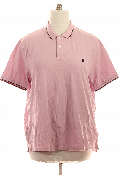 U.S.POLO ASSN. Růžové bavlněné polo tričko s krátkým rukávem a výšivkou Velikost 4XL | U.S.POLO ASSN. | obrázek 2